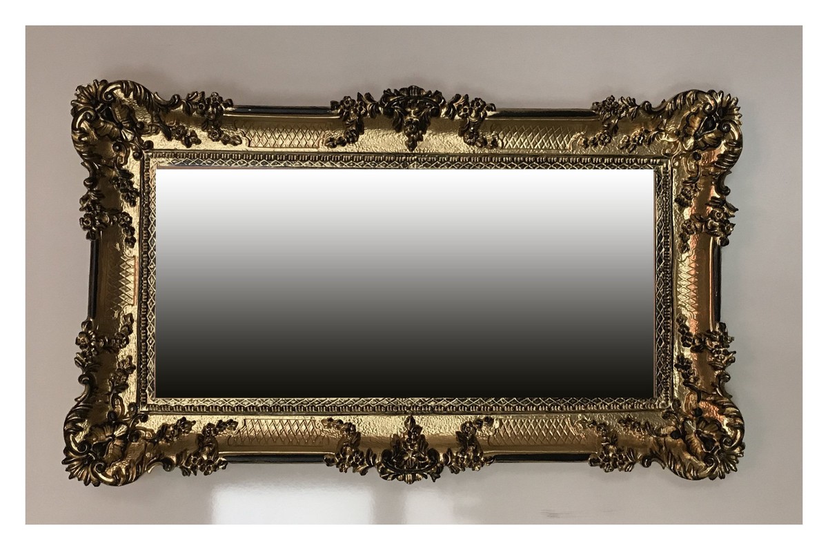 Miroir Mural Baroque Noir Et Blanc - Format 96x57 Cm - Style Ancien - Neuf