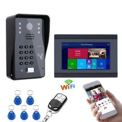 7inch Wired/Wireless Wifi Video Doorbell Door Ring Intercom Security Camera RFID