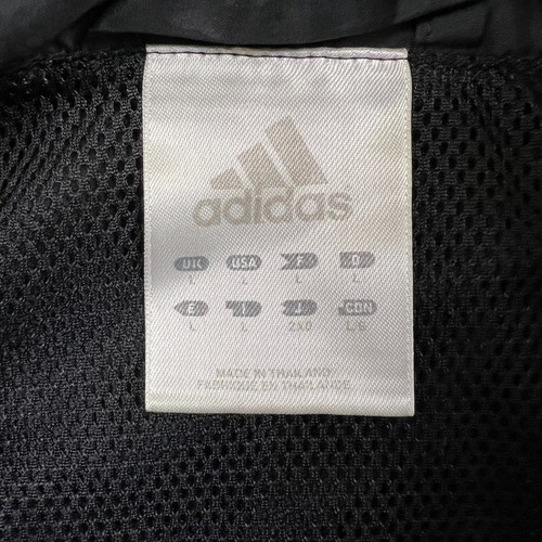 Chaqueta Adidas Para Hombre Grande Negra Rayas Deletrear Pullover Botón Rompevientos - Imagen 8 de 9