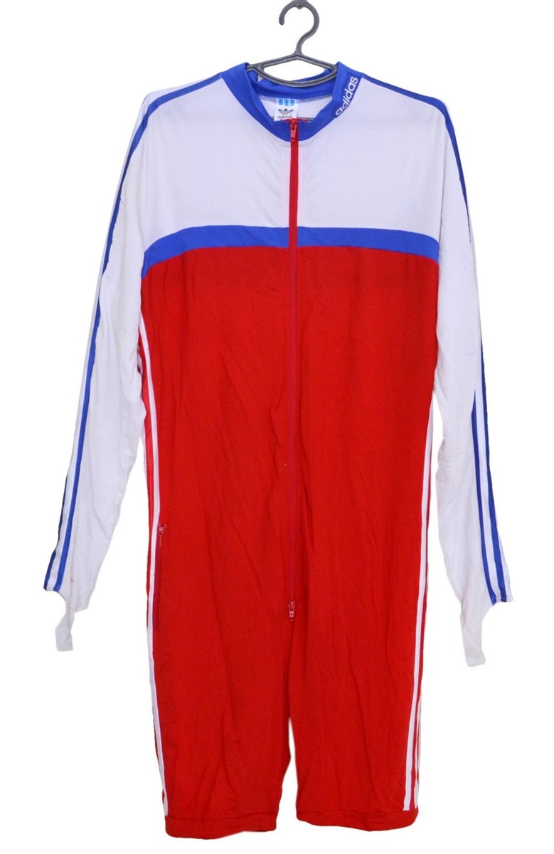 【80s イスラエル製】FIFA公式ライセンス ユーロヴィンテージ　プルオーバー ADIDAS VINTAGE SUIT WEST GERMANY TRICO OVERALLS 1980S WHITE SIZE
