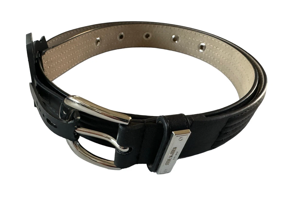 Steve Madden Wide Black Studded Leather Belt - Women\'s Size 33 Steve Madden Black Solid Belts for Women for sale | eBay main image 3