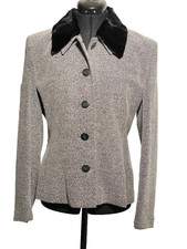 Ambience Jacket Women Mediuml Black Removable Fur Collar Grey