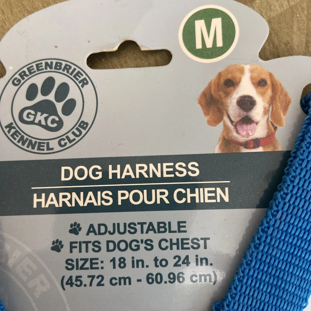 Dog Harness Size M Medium Plain Blue GKC Adjustable Dogs Chest 18-24 In.
