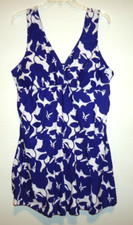 Women's Blue Floral Swimsuit Plus Size-3X