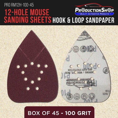 100 Grit 12-Hole Mouse Detail Sander Sandpapers, Box of 45 - Hook & Loop - Bild 2 von 5