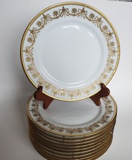 11 Rare Limoges France Porcelain Dinner Plates Gilt Decorations D 9 1/2"