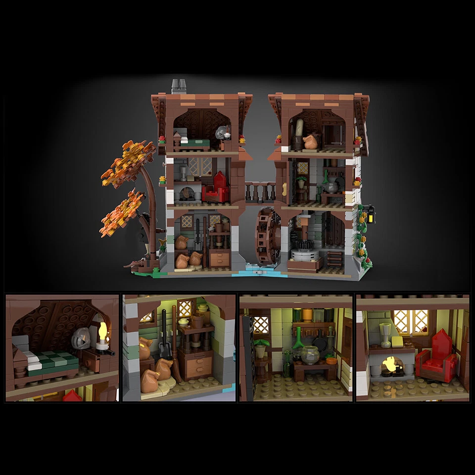MOC: Medieval Watermill Modular Building Model 1235 Parts for Collection - Image 4 of 4