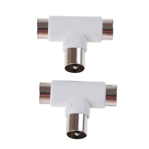 2pc 2 Way TV T Splitter Aerial Coaxial Cable Male to 2 Female Connectors Ad3 _xi - Zdjęcie 10 z 12