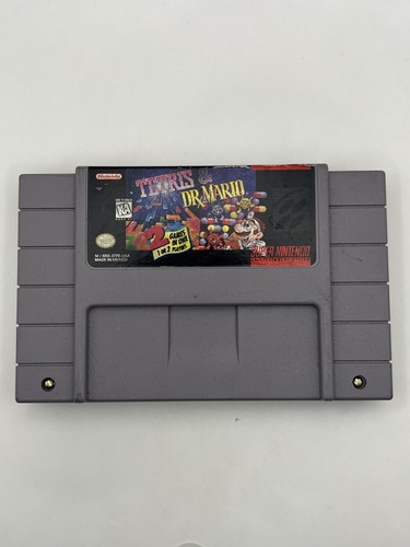Tetris & Dr. Mario (Super Nintendo SNES, 1994) Cartridge & Manual Tested - Picture 2 of 6