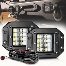 300W Flush Mount LED Pods Flood Spot Work Light Bar Backup Reverse Offroad 5"