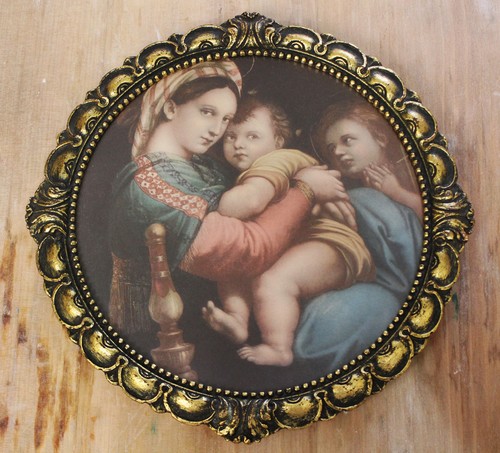 Ameise Raffael Raffaello Madonna Italien Mailand Kapelle Souvenir Druck Holz vergoldeter Rahmen - Bild 4 von 4