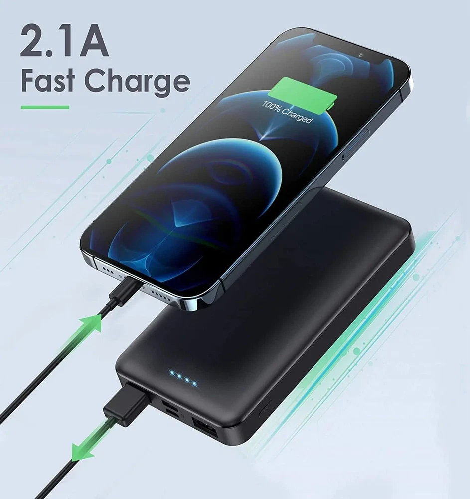 Power Bank 10000mAh Backup Battery 2 USB Cell Phone Smartphone Portable Charger