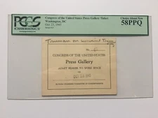 1945 President Harry Truman Addresses Congress Press Pass Military Training PCGS