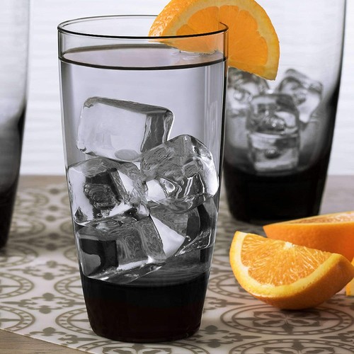 Classic Smoke Drinking Glasses Round Tumbler Cups Set of 4 18 OZ Dishwasher Safe - Picture 3 of 10