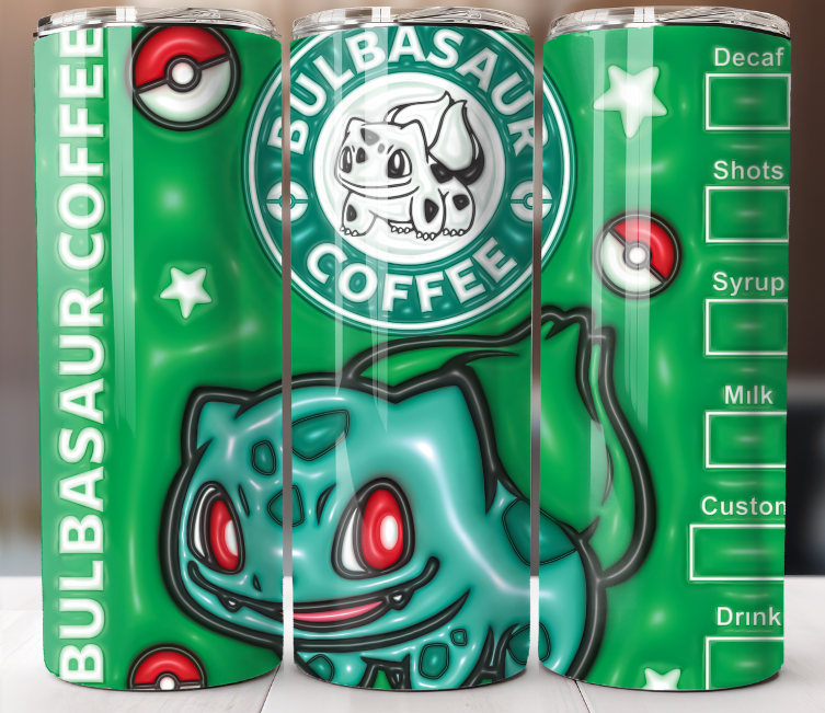 Pokemon Cartoon Tumbler 20 oz Skinny Cup Mug Stainless Steel