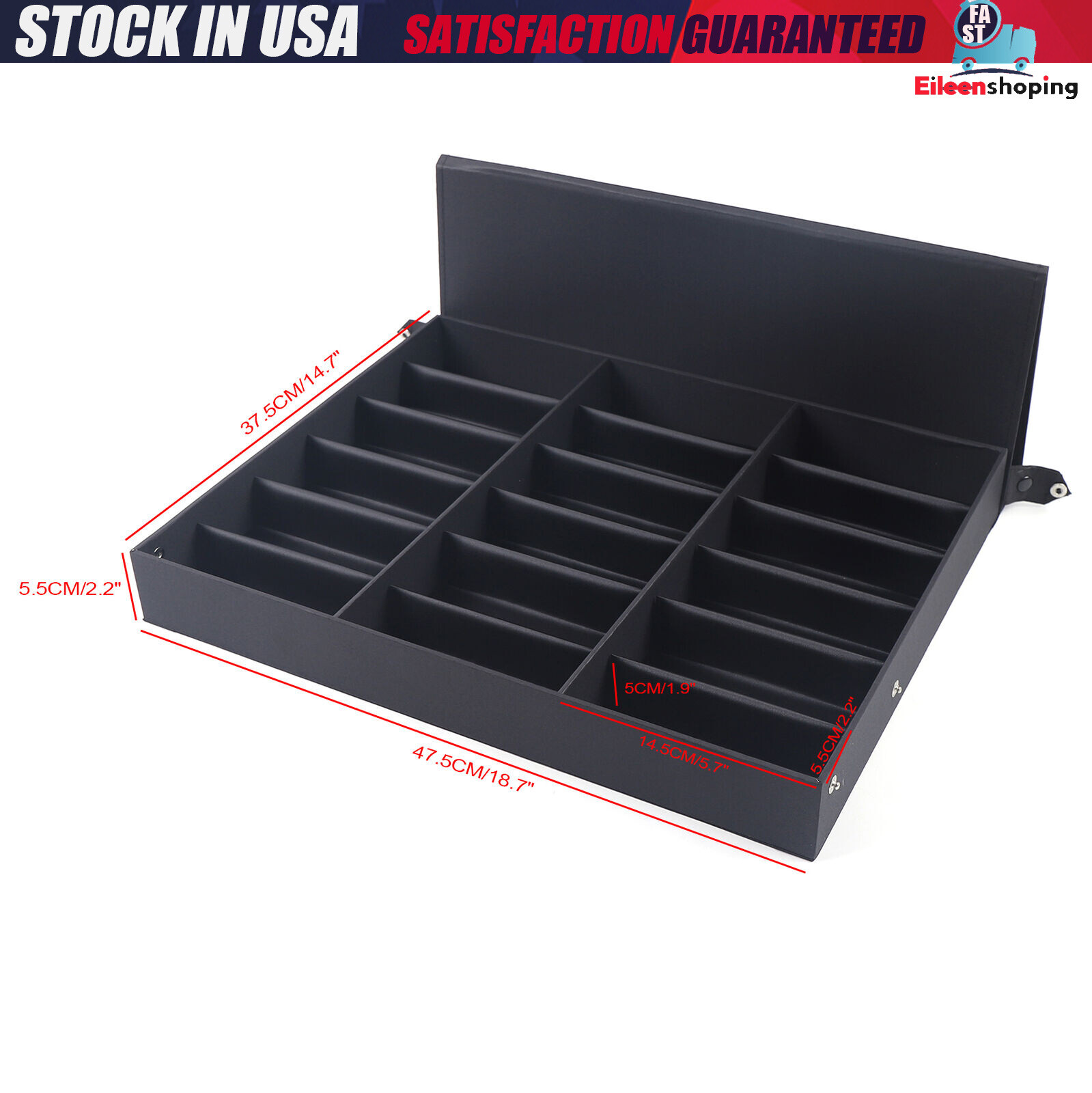 18 Slot Sunglasses Glasses Organizer Eyewear Display Case Tray Storage Case