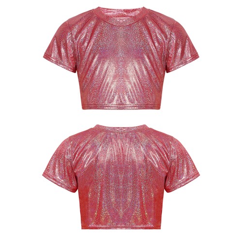 Unisex Kids Dancewear Short Sleeve Top Ballet T-shirt Stretch Costume Dance - Picture 55 of 85