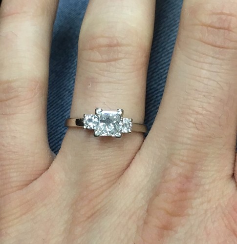 14K WHITE GOLD 1.15 CARAT PRINCESS CUT DIAMOND ENGAGEMENT RING WEDDING SZ 8.25 - 第 5/7 張圖片