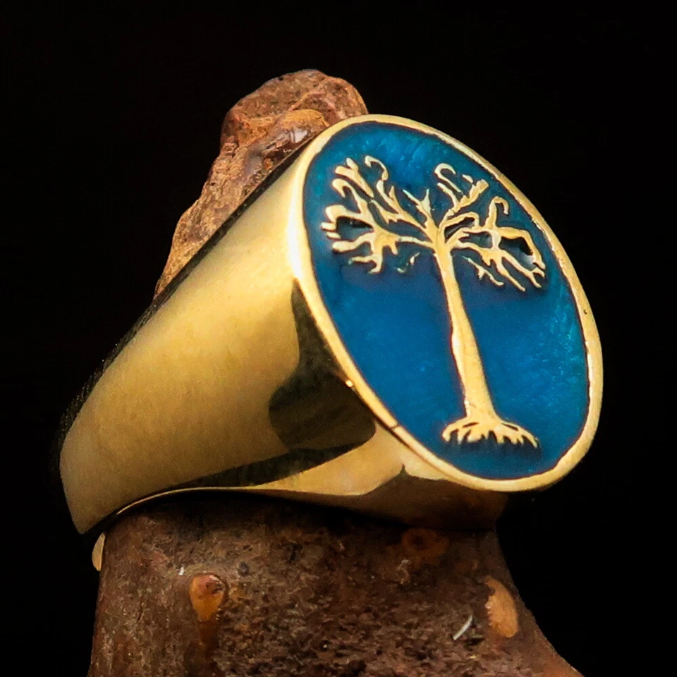 TREE OF LIFE RING, MENS COSTUME RING, TREE OF LIFE SYMBOL RING, BLUE SIZE 10 - Image 4 of 4