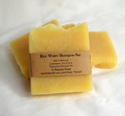 Natürliches Reiswasser Shampoo Bar Bio Inhaltsstoffe Zedernholz Zitronengras Minze