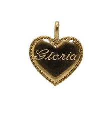 Vintage Gold Heart Pendant with etched name - GLORIA