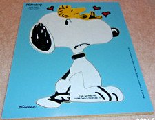 VINTAGE PLAYSKOOL SNOOPY PEANUTS WOODSTOCK WOOD PUZZLE 1965 ORIG SCHULZ UNITED