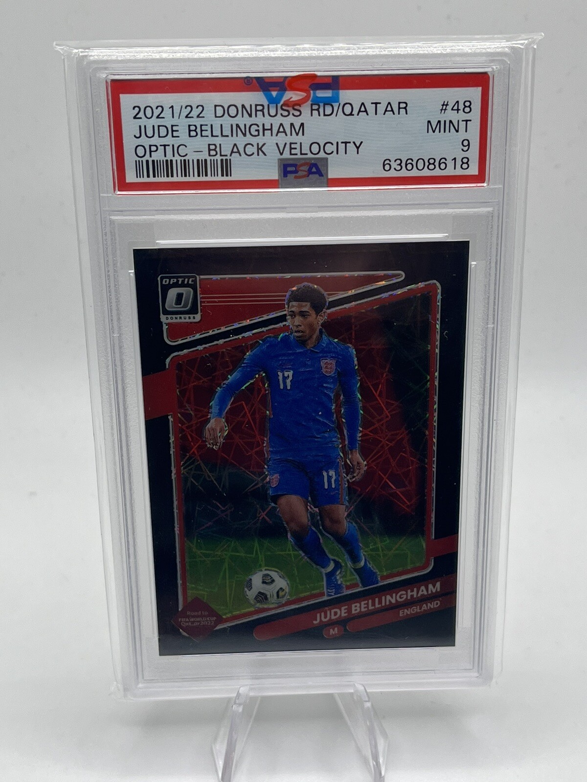 JUDE BELLINGHAM PSA 9 2021-22 DONRUSS ROAD QATAR #48 OPTIC BLACK VELOCITY /25
