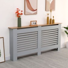 Radiator Cover Wall Mounted Modern MDF White Grey Oak Plain Slat Pattern Wooden