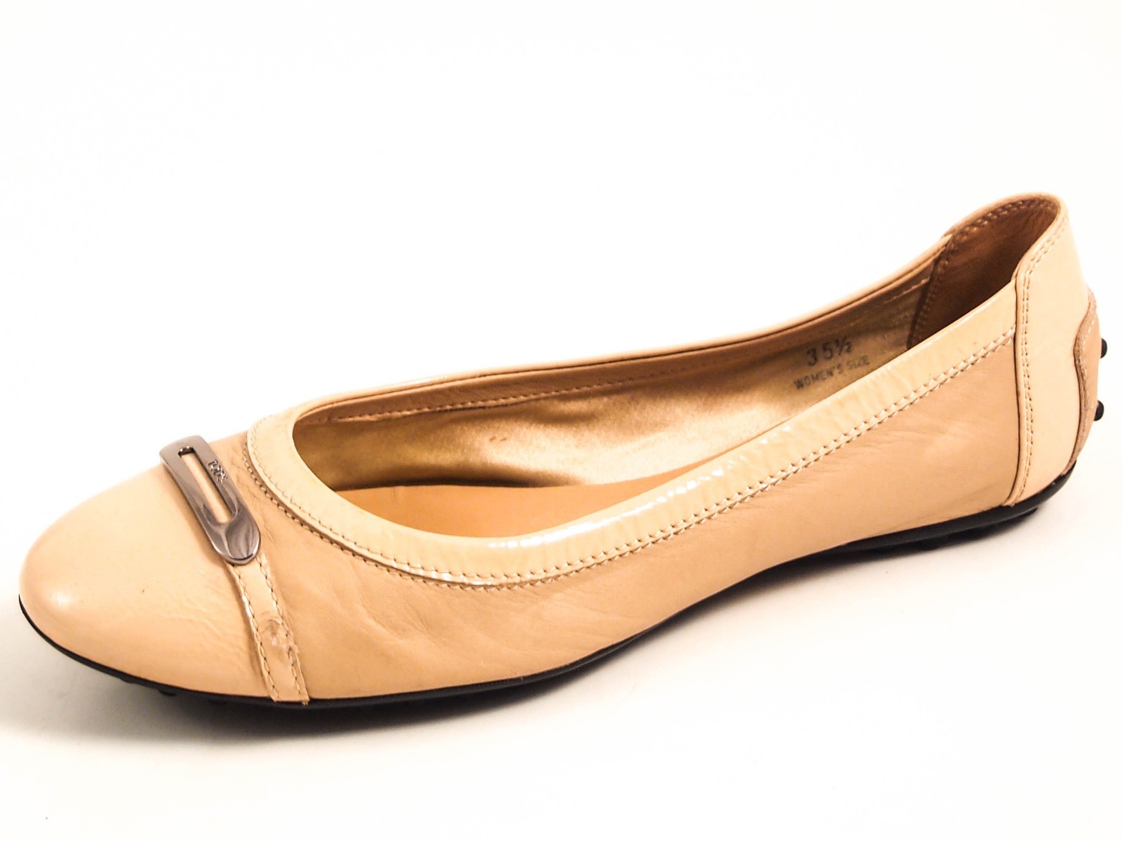 Tod's Ballet Flats Beige Leather Womens 