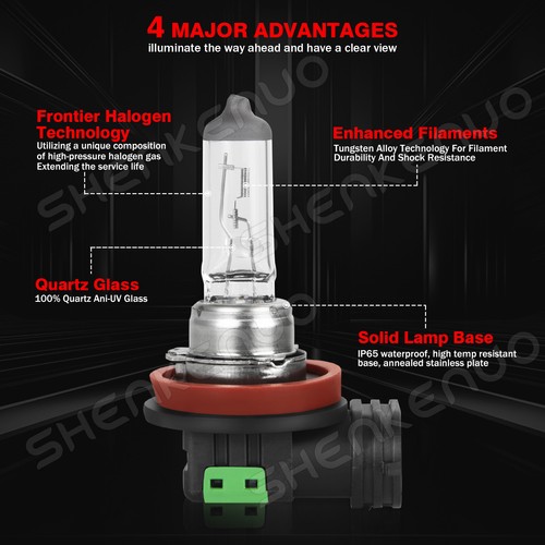 Par de bombillas halógenas de haz alto/bajo para faros H11 65W 3200K blanco repuesto básico - Imagen 5 de 9