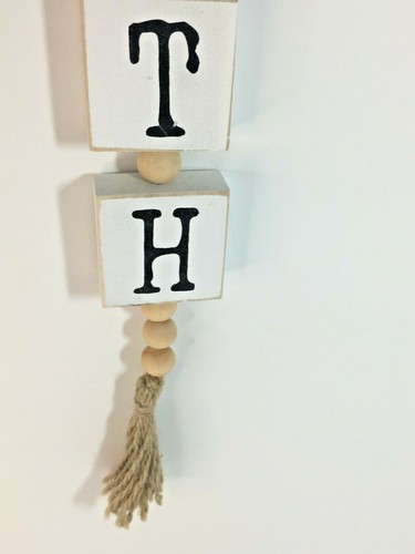 FAITH Distressed Wooden Blocks and Bead Tassel Home Decor pd Home & Garden Jute - Picture 6 of 6