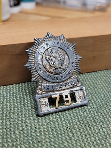 RARE WW2 Armed Service Forces Guard Badge Police Badge New Cumberland PA ASF 40s - Picture 2 of 22