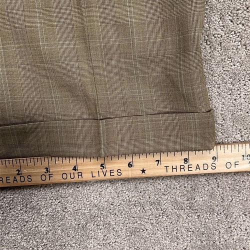 CHAPS Suit Men 41 32W 29.5L Tan Wool Glen Plaid 3 Button Classic Career Canada - Picture 16 of 20