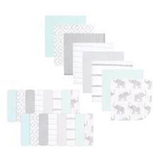 Hudson Baby Unisex Rayon from Bamboo Washcloth Bundle, Gray Mint Elephant