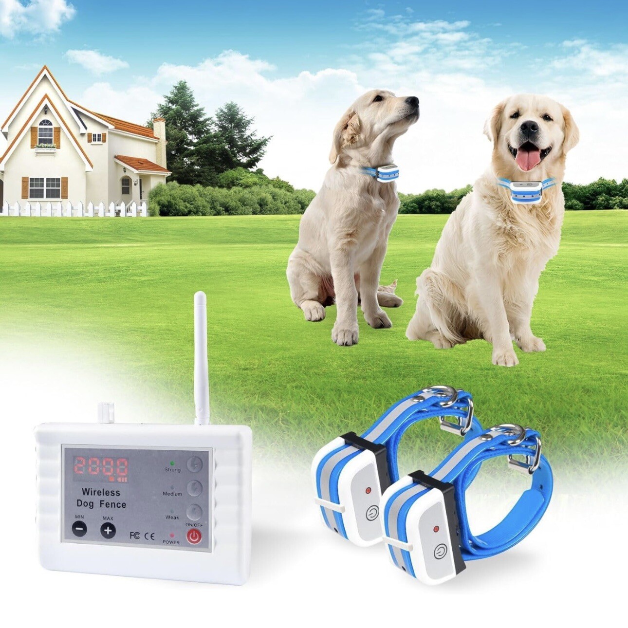 Wireless Dog Fence 2 Way Signal Pet Containment System Waterproof Collar 2 PACK