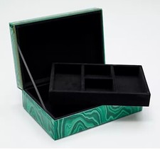 Lola Rose Rectangular Jewelry Box With Insert Tray Stone Print Malachite. T16
