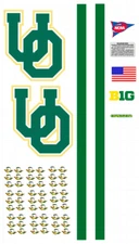 Oregon Ducks Full Size Football Helmet Decals Vintage 8 mil Convex Gearwrap