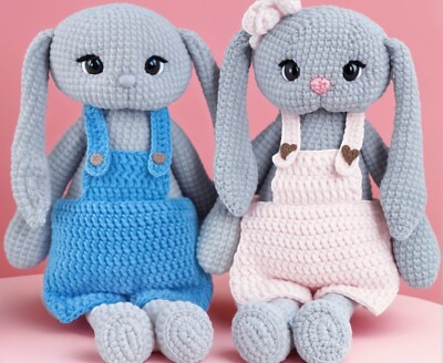 Crochet Pattern | Bunny in Overall No Sew | Amigurumi PDF | 24h Email | US