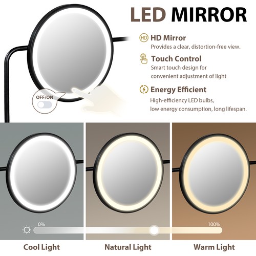 40" Makeup Vanity Desk w/3-Mode Lighted Mirror & Wireless Charging Station - Picture 5 of 9