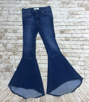 Free People Size 26 Jeans Extreme Flare Float On Wide Leg Festival Boho  Hippie