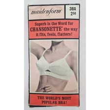 VINTAGE NEW 1970's Maidenform P2139 Tricolastic Lace Stretch White Bra 38A