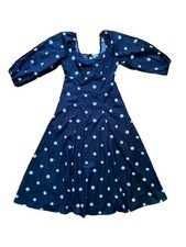 Walmart Free Assembly 3/4 Sleeve Navy Polka Dot Dress Size Medium (8/10)