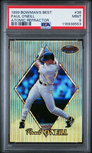 1999 Bowman's Best ATOMIC Refractor #36 Paul O'Neill /100 PSA 9 Pop 3  Only 1 10