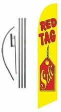 Red Tag Sale Advertising Feather Banner Swooper Flag Sign with Flag Pole Kit...