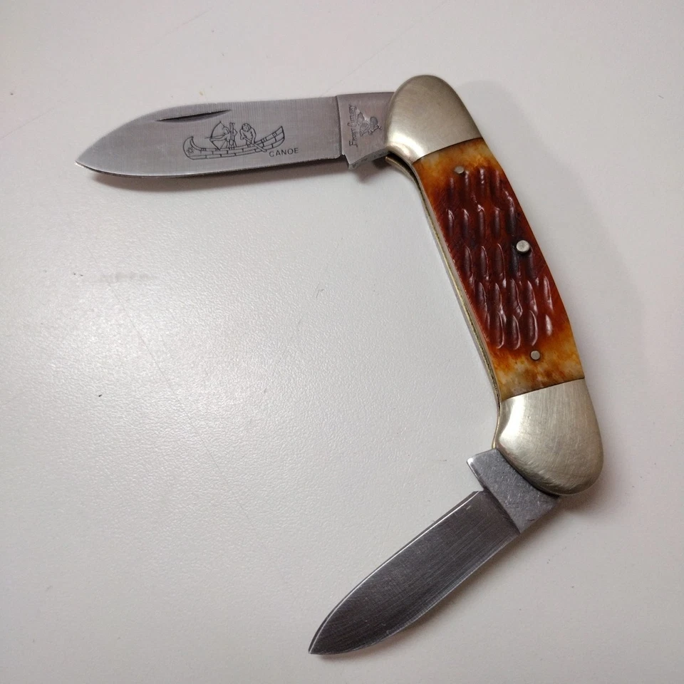 Cuchillo Plegable de Bolsillo Canoa Cubiertos Escarcha De Colección Hueso 2 Hojas Acero Quirúrgico Foto 2 de 4