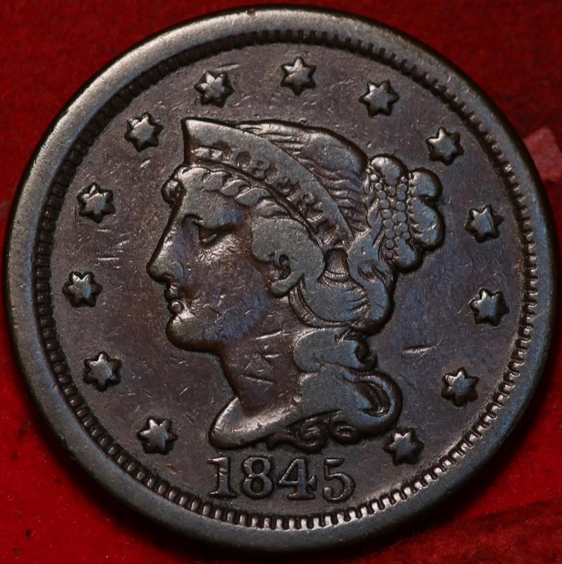 1845 Philadelphia Mint Copper Braided Hair Large Cent