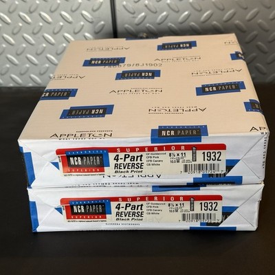 Carbonless Paper, 4 Part REVERSE Black Print NCR 1932 250 Sets, 8.5''x11'' 2 Reams