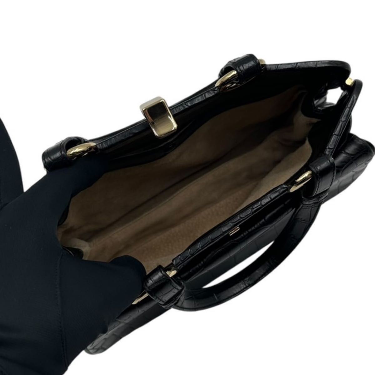 Bottega Veneta Leather Tote Bag Black Gold Hardware 19x30x3.1in Used thumbnail 8