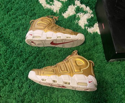 Size 10 - Nike Supreme x Air More Uptempo Metallic Gold