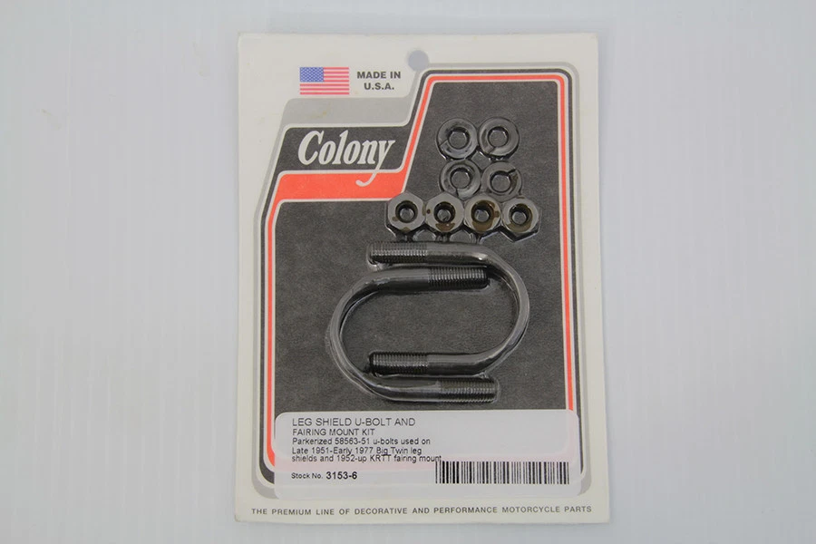 Leg Shield and Fairing U-Bolt Mount Kit Parkerized fits Harley Davidson - Image 2 of 4